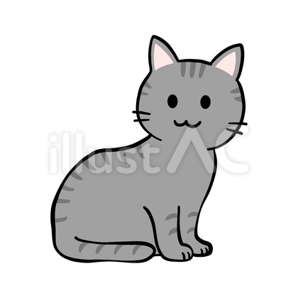 エジプト座りをする手描き猫 サバトラ