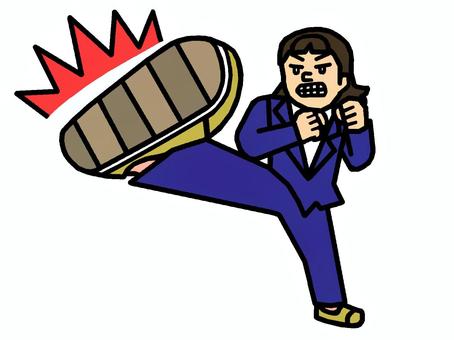 キック キック,反抗,暴力,サラリーマン,社会人,ストレス,男性,イラストのイラスト素材