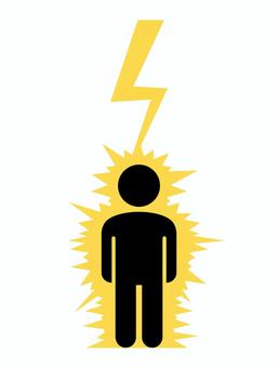 感電する人 感電,人,電気,落雷,雷,ビリビリ,電気ショック,危険,事故のイラスト素材