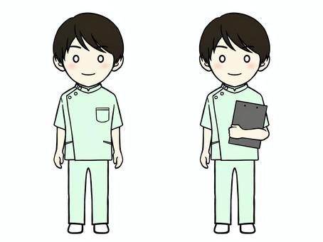 ケーシー白衣の男性 緑① ケーシー白衣の男性 緑① 男性,人物,医療従事者のイラスト素材