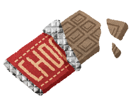 布生地ワッペン風なミルクチョコレート チョコレート,板チョコ,食べ物,菓子,バレンタイン,バレンタインデー,チョコ,甘い,欠け,割れのイラスト素材