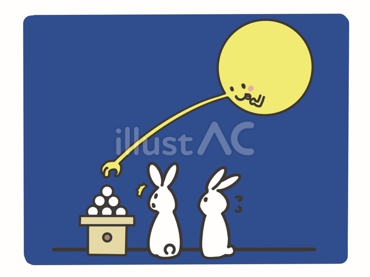 お月見　団子　どろぼう2 お月見,うさぎ,お月見団子のイラスト素材