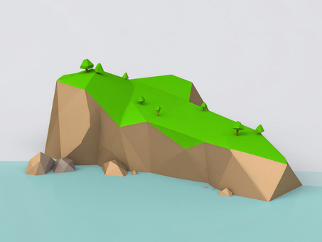 ゲーム風のポリゴンの崖の背景イラスト