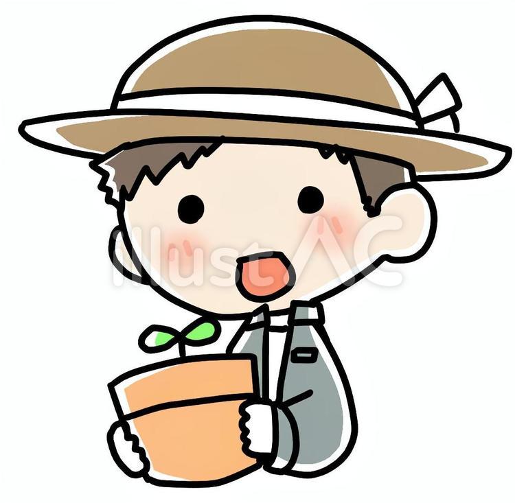 鉢植えを持つ男性 鉢植え,男性,園芸のイラスト素材