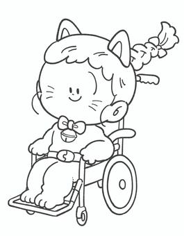 ハロウィンの仮装の白黒手描きイラスト5 ハロウィン,車椅子,白黒,子ども,手描き,かわいい,10月,挿絵,秋,仮装のイラスト素材