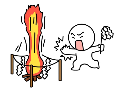炎の御祈祷をする棒人間 祈祷,棒人間,神頼み,お願い,願う,厄落し,厄除け,厄年,御祈祷,お祓いのイラスト素材