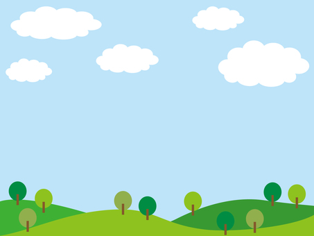 青空の風景　背景　フレーム 背景,風景,自然,フレーム,枠,夏空,青空,夏,5月,6月のイラスト素材