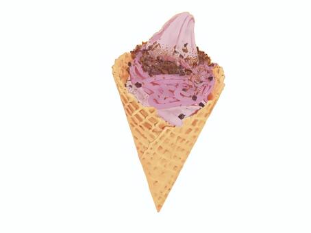 紫芋のソフトクリーム ソフトクリーム,アイス,アイスクリーム,紫芋,おやつ,おいしい,コーン,喫茶店,一休み,カフェのイラスト素材