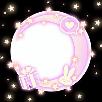 月と星とうさぎのアイコンリング アイコン,リング,手書き,手描き,かわいい,きれい,星,月,うさぎ,黒のイラスト素材