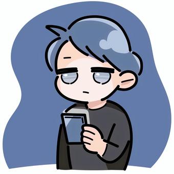 暗闇でスマホを見る男性 男性,スマホ,人物,電子機器,暗闇のイラスト素材