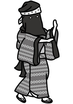 西馬音内盆踊り2-2c 西馬音内,盆踊り,秋田,祭り,踊り,伝統,頭巾,はちまき,着物,草履のイラスト素材