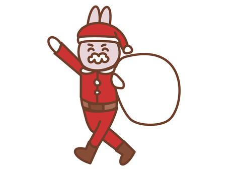 ニコニコサンタクロースウサギ クリスマス,サンタクロース,うさぎ,ウサギ,動物,冬,帽子,服,線画,可愛いのイラスト素材