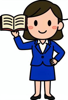 ネイビーの女性の先生です。 授業,先生,シンプル,教師,学び,勉強,指導,学習,説明,学ぶのイラスト素材