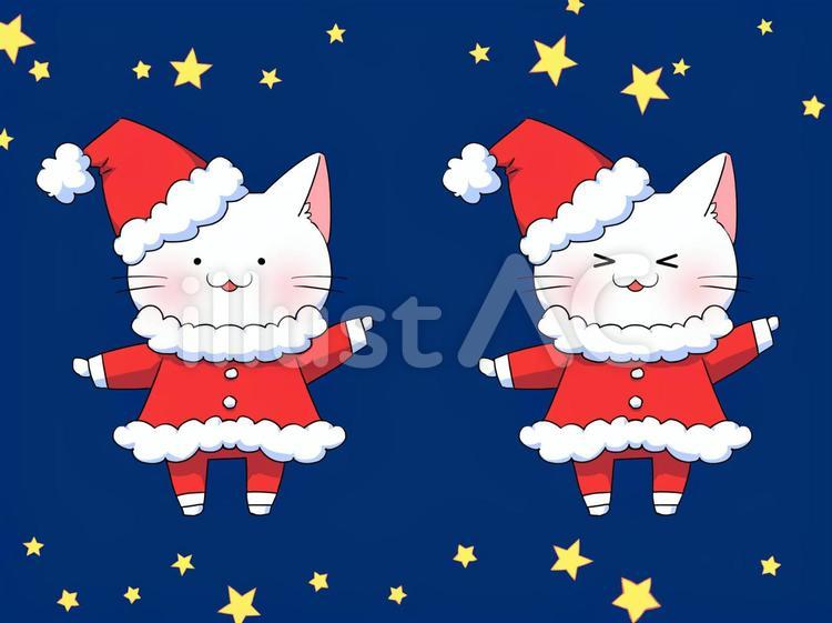 白猫のサンタクロース 冬,クリスマス,サンタクロースのイラスト素材