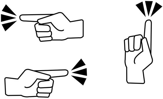 指差しアイコンセット 指差し,矢印,チェックポイント,白黒,アイコン,セット,ベクター,白背景のイラスト素材