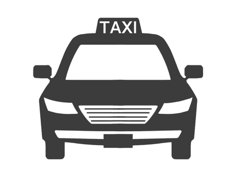 タクシーのアイコン(黒色)(イラスト) 車,タクシー,ビジネス,乗用車,自動車,シルエット,自家用車,アイコン,ドライバー,移動のイラスト素材