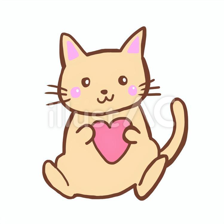 ハートを持った猫 ハート,猫,かわいいのイラスト素材