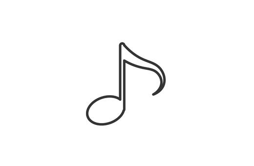 八分音符アイコン（線画） 音楽,音符,八分音符,記号,歌,リズム,メロディ,サウンド,アイコン,ワンポイントのイラスト素材