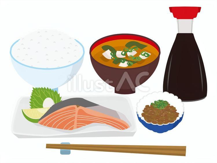 和食 和食,朝食,鮭のイラスト素材