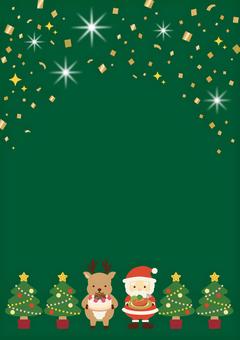 食べ物を持つサンタとトナカイ縦背景_緑 クリスマス,サンタクロース,背景,フレーム,縦,冬,トナカイ,12月,メリークリスマス,かわいいのイラスト素材
