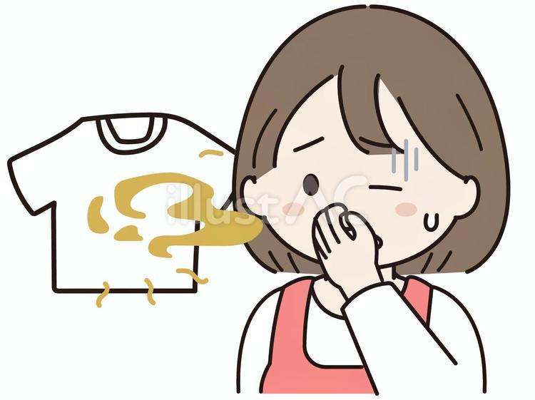 洗濯物が臭くて鼻を摘む主婦さん 主婦,洗濯物,臭いのイラスト素材