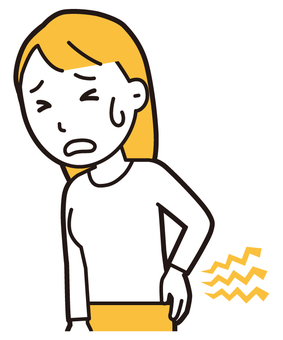  ロングヘア女性(黄)-077-バスト 腰痛,女性,女の子,人物,かわいい,ぎっくり腰,神経痛,症状,痛い,後遺症のイラスト素材