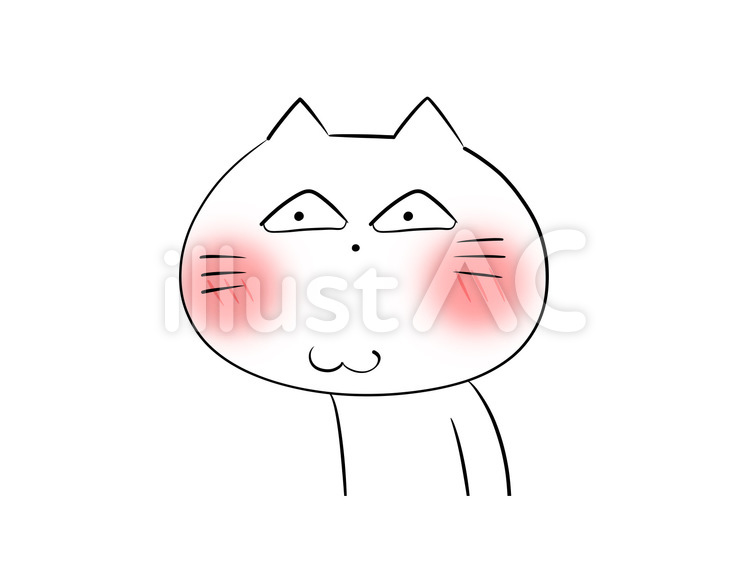 鼻の下を伸ばす白猫。 動物,猫,白猫のイラスト素材