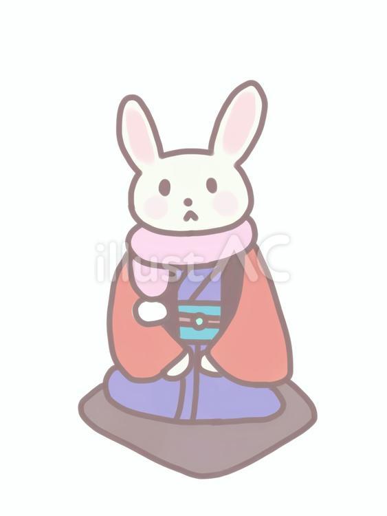 干支のうさぎのイラスト 干支,うさぎ,和服のイラスト素材