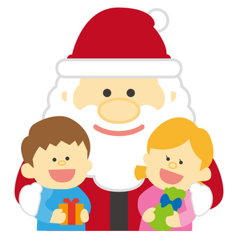 良い子にはプレゼント クリスマス,サンタ,サンタクロース,プレゼント,贈り物,イベント,子供,良い子,笑顔,表情のイラスト素材
