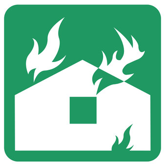 家屋火災マーク 火災,震災,災害,ピクトグラム,アイコン,火事のイラスト素材
