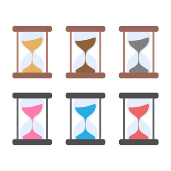 シンプルな砂時計のカラー版セット 砂時計,時間,アイコン,タイマー,期限,セットのイラスト素材