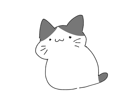 らくがき　ゆるいハチワレ猫 1 猫,ハチワレ猫,ハチワレ,グレー,ブチ,落書き,落書き風,動物,ゆるい,まったりのイラスト素材