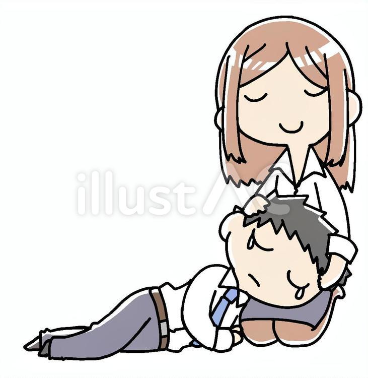 膝枕で慰める男女 膝枕,男女,夫婦のイラスト素材