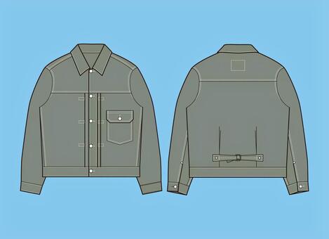 デニムジャケット　No2‐4 絵型,デニム,gジャン,ジャケット,トラックジャケット,トップス,アウター,ビンテージスタイル,ファッション,服のイラスト素材