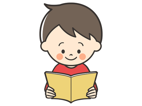 読書をする男の子 読書,本,読む,本読み,文庫,小説,冊子,物語,国語,授業のイラスト素材