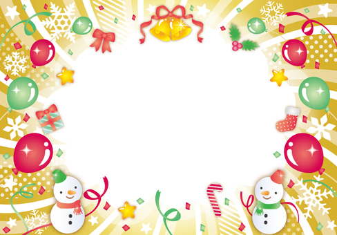 クリスマス会バルーンフレーム クリスマス,雪だるま,冬,雪,キラキラ,かわいい,フレーム,背景,カード,風船のイラスト素材