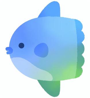 Illustration, sunfish, акварельный, море, 