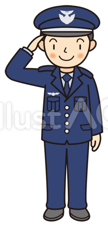 敬礼する航空自衛官（冬服） 自衛官,航空自衛隊,男のイラスト素材