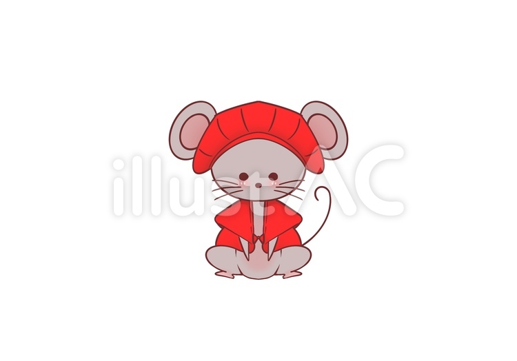 還暦赤いちゃんちゃんこを着たねずみ 還暦,ちゃんちゃんこ,ねずみのイラスト素材