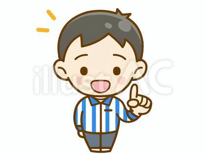 人差し指を立てる男性コンビニ店員(2)