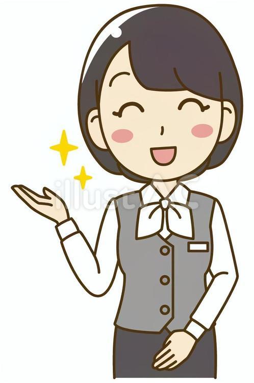 制服の素敵な笑顔の女性医療事務＿上半身 医療事務,事務員,制服のイラスト素材