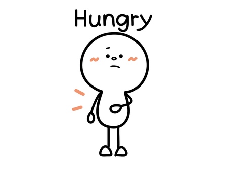Illustration, stick figures, hungry, fasting, 