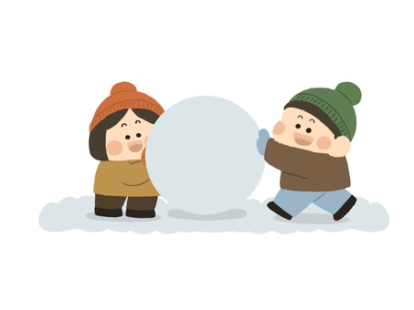 雪遊びする子供 冬,雪,子供,こども,雪遊び,積雪,遊び,雪玉,女の子,男の子のイラスト素材