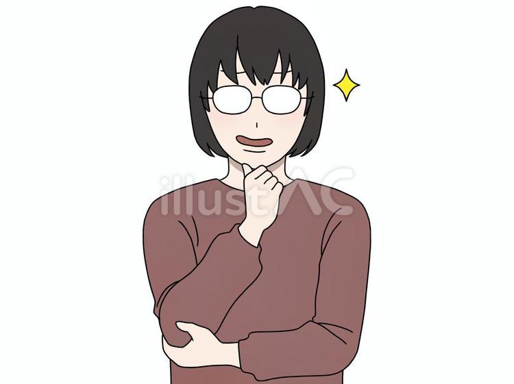 悪だくみをするメガネの女性 計画通り,順調,卑劣のイラスト素材