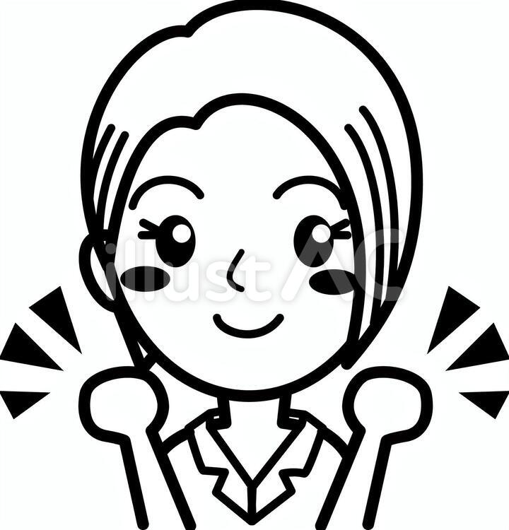 ガッツポーズ01ｰ女性02 黒イラスト No 無料イラストなら イラストac