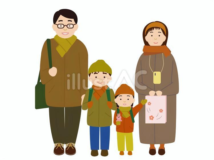 家族旅行（冬） 父親,男性,母親のイラスト素材