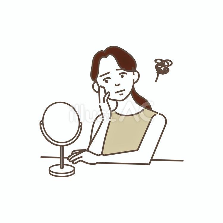 スキンケア　女性　肌荒れ スキンケア,女性,肌荒れのイラスト素材
