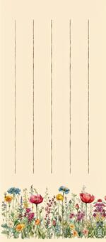 一筆箋　花の草原1 花,植物,ポピー,けしの花,カード,手紙,便箋,一筆箋のイラスト素材