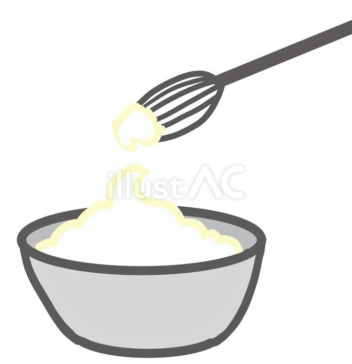 角が立つ ホイップクリーム,メレンゲ,泡立て器のイラスト素材
