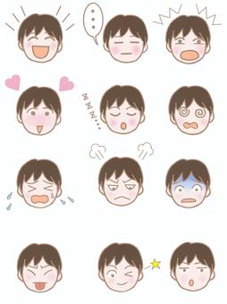 百面相　男の子 顔,表情,男子,喜怒哀楽,かわいいのイラスト素材